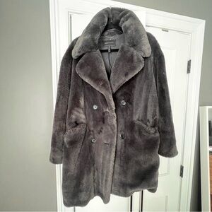 BCBGMaxAzria Plush Teddy Jacket in Charcoal